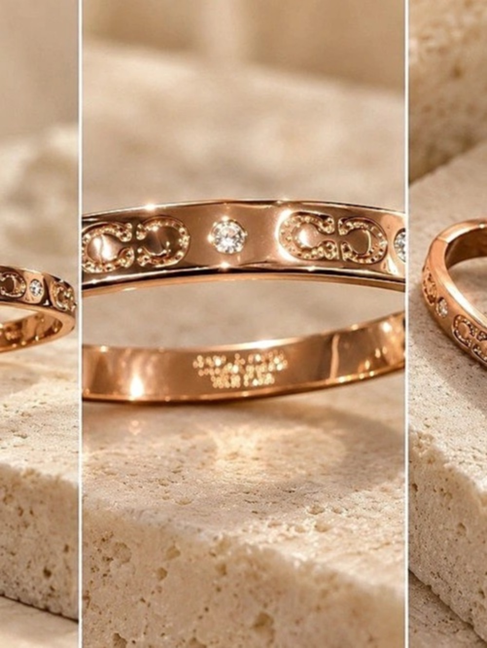 Coach Signature Hinged Bangle Rose Gold Ring